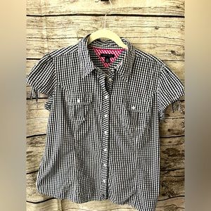Tommy Hilfiger navy white top,cap sleeves,pockets, L